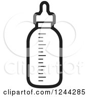 Clipart Of A Black And White Baby Formula Bottle Royalty Free Vector Illustration