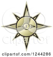 Clipart Of A Gold Compass Pointing East Royalty Free Vector Illustration by Lal Perera