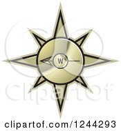 Clipart Of A Gold Compass Pointing West Royalty Free Vector Illustration by Lal Perera