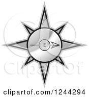 Clipart Of A Silver Compass Pointing East Royalty Free Vector Illustration