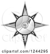 Clipart Of A Gold Compass Pointing North East Royalty Free Vector Illustration