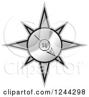 Clipart Of A Gold Compass Pointing South East Royalty Free Vector Illustration