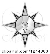 Clipart Of A Gold Compass Pointing South Royalty Free Vector Illustration by Lal Perera