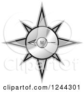 Clipart Of A Gold Compass Pointing West Royalty Free Vector Illustration