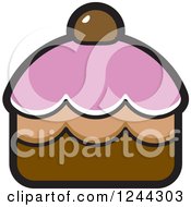 Clipart Of A Brown And Purple Cupcake Royalty Free Vector Illustration by Lal Perera