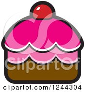 Clipart Of A Brown And Pink Cupcake Royalty Free Vector Illustration