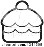 Clipart Of A Black And White Cupcake Royalty Free Vector Illustration