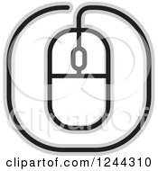 Clipart Of A Black White And Gray Computer Mouse Icon Royalty Free Vector Illustration by Lal Perera