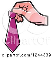 Clipart Of A Hand Holding A Tie Royalty Free Vector Illustration by Lal Perera