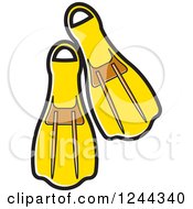 Clipart Of Yellow Swim Fins Royalty Free Vector Illustration by Lal Perera