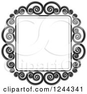 Clipart Of A Black And Gray Swirl Frame Border Royalty Free Vector Illustration