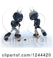Poster, Art Print Of 3d Blue Android Robots Playing Hockey 3