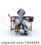 Poster, Art Print Of 3d Blue Android Robot Hockey Goalie 2