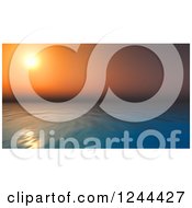 Clipart Of A 3d Calm Sea At Sunset Royalty Free Illustration