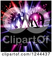 Poster, Art Print Of Silhouetted Dancing Crowd Over A Colorful Burst With Flares And Stars