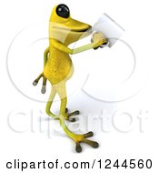 Clipart Of A 3d Green Ribbit Frog Drinking Coffee 2 Royalty Free Illustration by Julos