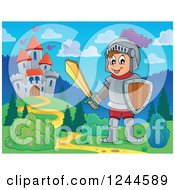 Poster, Art Print Of Happy Knight Boy Near A Castle