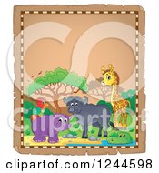 Poster, Art Print Of Parchment Background With African Animals And Text Space 3