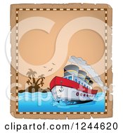 Poster, Art Print Of Cruise Ship On A Parchment Page