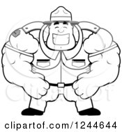 Clipart Of A Black And White Brute Muscular Drill Sergeant Man Grinning Royalty Free Vector Illustration by Cory Thoman