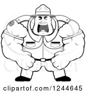 Poster, Art Print Of Black And White Brute Muscular Drill Sergeant Man Shouting