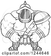 Clipart Of A Black And White Brute Muscular Gladiator Man Royalty Free Vector Illustration by Cory Thoman