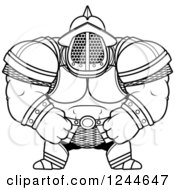 Clipart Of A Black And White Brute Muscular Gladiator Man In Armor Royalty Free Vector Illustration