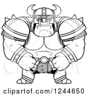 Clipart Of A Black And White Brute Muscular Orc In Armor Royalty Free Vector Illustration