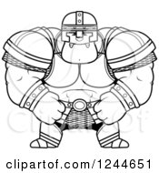 Clipart Of A Black And White Mad Brute Muscular Warrior Man Royalty Free Vector Illustration