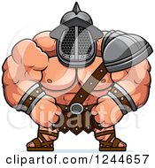 Clipart Of A Brute Muscular Gladiator Man Royalty Free Vector Illustration