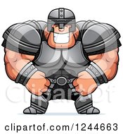 Clipart Of A Brute Muscular Warrior Man Grinning Royalty Free Vector Illustration