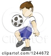 Poster, Art Print Of Sketched Boy Kicking A Soccer Ball