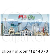 Poster, Art Print Of Skyline Of Mexico City With Mountains And Text