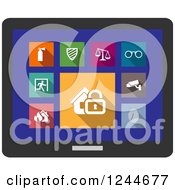 Poster, Art Print Of Colorful Security Icons On A Tablet
