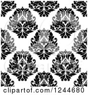 Poster, Art Print Of Seamless Background Pattern Of Black And White Damask Floral 9