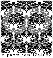 Poster, Art Print Of Seamless Background Pattern Of Black And White Damask Floral 10