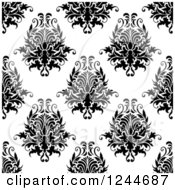 Poster, Art Print Of Seamless Background Pattern Of Black And White Damask Floral 13