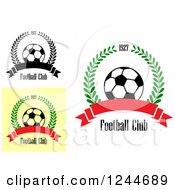 Clipart Of Soccer Balls With Football Club Text Royalty Free Vector Illustration
