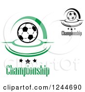 Clipart Of Soccer Balls With Championship Text Royalty Free Vector Illustration