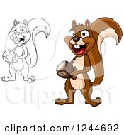 Clipart Of Squirrels With An Acorns Royalty Free Vector Illustration by Vector Tradition SM