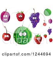 Clipart Of Happy Fruit Characters Royalty Free Vector Illustration