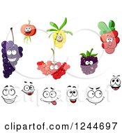 Clipart Of Happy Fruit Characters Royalty Free Vector Illustration