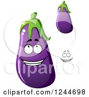Clipart Of A Happy Eggplant Character Royalty Free Vector Illustration