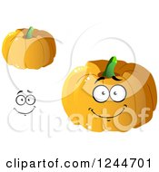 Clipart Of A Happy Pumpkin Character Royalty Free Vector Illustration