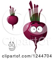 Clipart Of A Happy Beet Character Royalty Free Vector Illustration