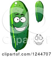 Clipart Of A Happy Cucumber Character Royalty Free Vector Illustration