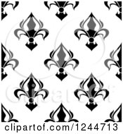 Clipart Of A Seamless Black And White Fleur De Lis Background Pattern 10 Royalty Free Vector Illustration
