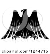 Clipart Of A Black And White Heraldic Eagle 14 Royalty Free Vector Illustration