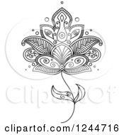 Clipart Of A Black And White Henna Flower 18 Royalty Free Vector Illustration