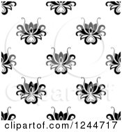 Clipart Of A Seamless Pattern Background Of Black And White Floral Royalty Free Vector Illustration